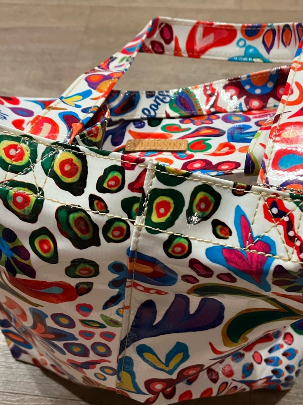 Consuela Multicolor Bianca White Paisley Canvas Large Tote - Picture 7 of 7